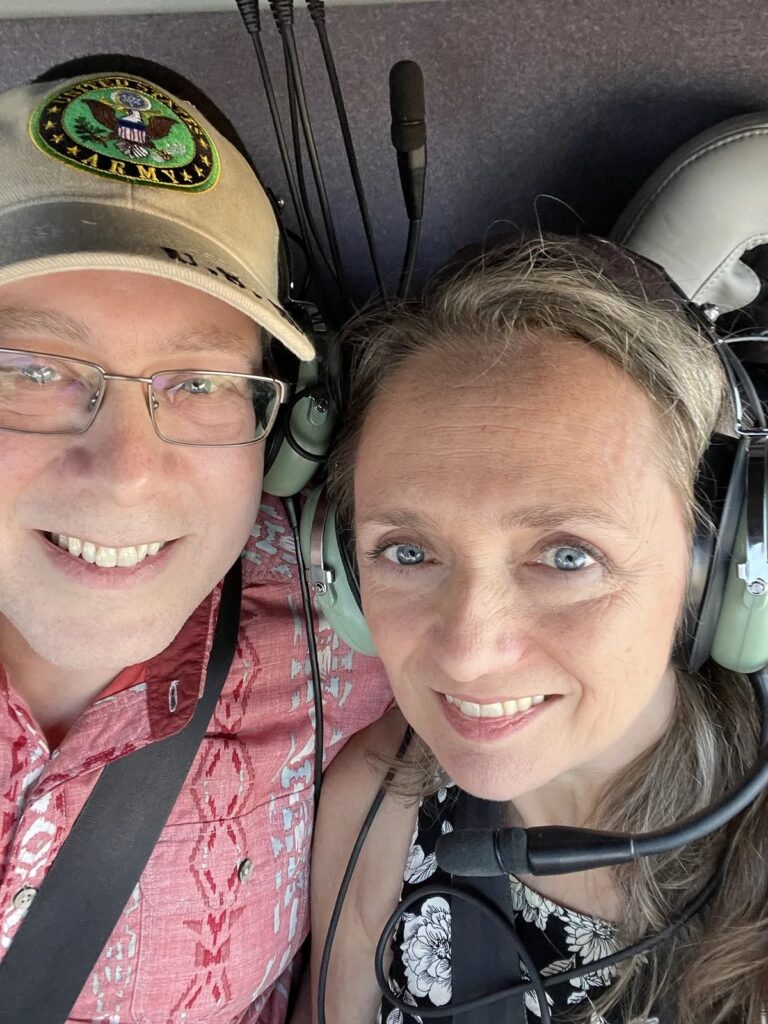 Kathy & John on their first helicopter ride to Red Rocks